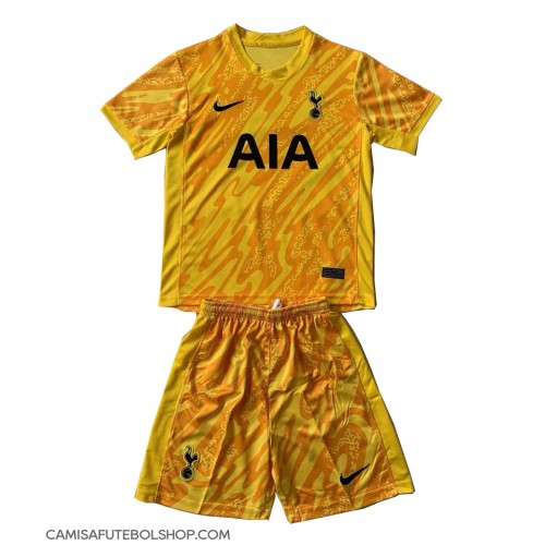 Camisa de time de futebol Tottenham Hotspur Goleiro Replicas 1º Equipamento Infantil 2024-25 Manga Curta (+ Calças curtas)